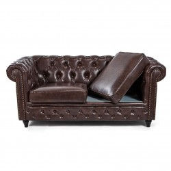 Sofa de espera doble con respaldo tapizado en marrón - Modelo Dock - Foto 3