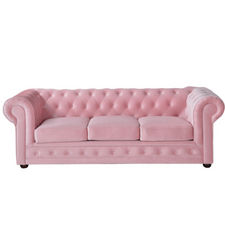 Sofá de veludo rosa quartzo 3 lugares