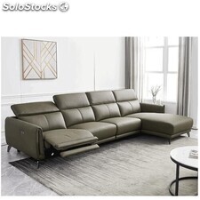 Sofá diván de cuero minimalista italiano de tres asientos, sofá lateral con