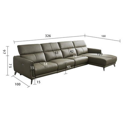 Sofá diván de cuero minimalista italiano de tres asientos, sofá lateral con - Foto 5
