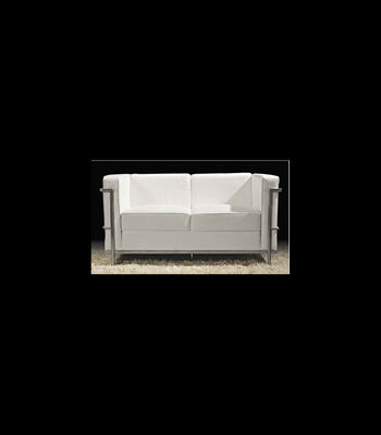 Sofá dos plazas modelo Berta acabado piel blanca, 129cm(ancho) 66/40cm(altura) - Foto 3