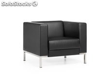 Sofá minimalista de oficina 1 plaza cairo tapizado en eco-piel negra gaming room