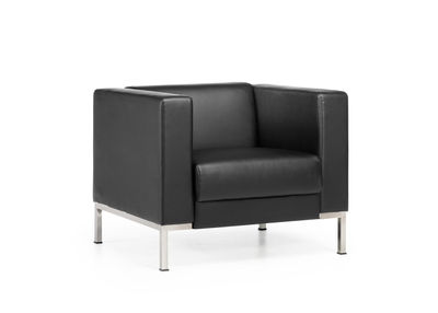 Sofá minimalista de oficina 1 plaza cairo tapizado en eco-piel negra gaming room