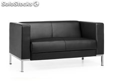 Sofá minimalista de oficina 2 plazas cairo tapizado en eco-piel negra gaming