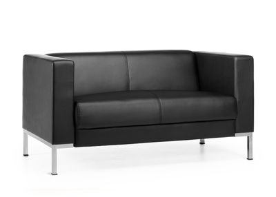 Sofá minimalista de oficina 2 plazas cairo tapizado en eco-piel negra gaming