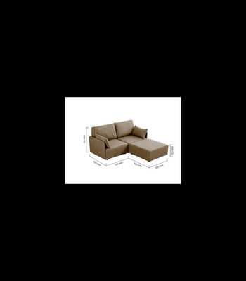 Sofá modular con brazos 2 plazas + chaiselongue MOU tapizado en tejido beige, - Foto 2