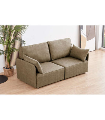 Sofá modular con brazos 2 plazas MOU tapizado en tejido beige, 186cm(ancho)