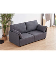 Sofá modular con brazos 2 plazas MOU tapizado en tejido gris, 186cm(ancho)