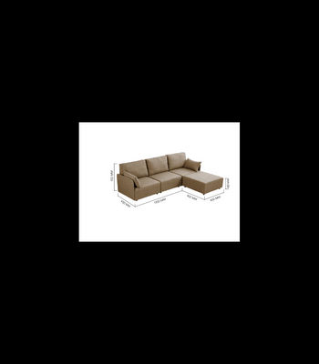 Sofá modular con brazos 3 plazas + chaiselongue MOU tapizado en tejido beige, - Foto 2