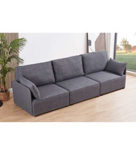 Sofá modular con brazos 3 plazas MOU tapizado en tejido gris, 276cm(ancho)