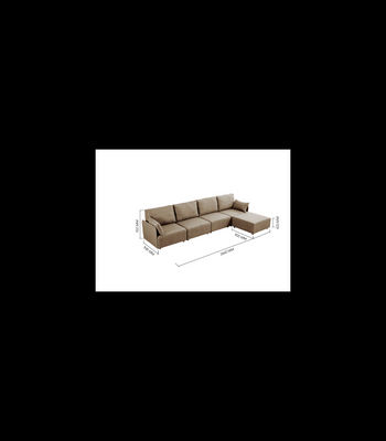 Sofá modular con brazos 4 plazas + chaiselongue MOU tapizado en tejido beige, - Foto 2