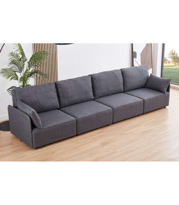 Sofá modular con brazos 4 plazas MOU tapizado en tejido gris, 366cm(ancho)