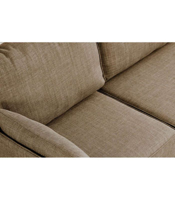 Sofá modular sin brazos 2 plazas + chaiselongue MOU tapizado en tejido beige, - Foto 3