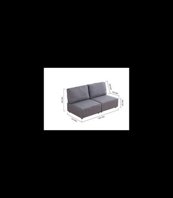 Sofá modular sin brazos 2 plazas MOU tapizado en tejido gris, 180cm(ancho) - Foto 2