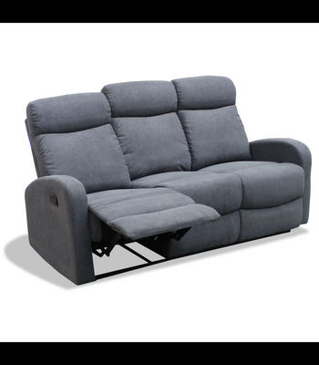 Sofá tres plazas relax con palanca Cordoba tapizado textil gris, 180cm(Ancho) - Foto 3