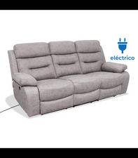 Sofá tres plazas relax electrico Florencia tapizado textil cemento, 215cm(Ancho)