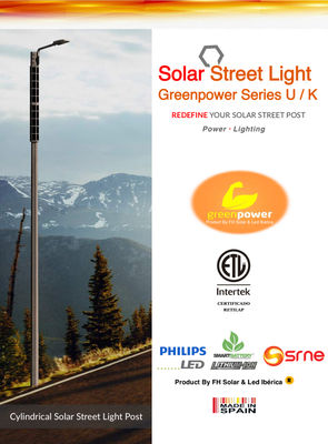 Solar street light 20/30/40/50/60 Watts / Módulo solar cilíndrico Greenpower-U - Foto 2