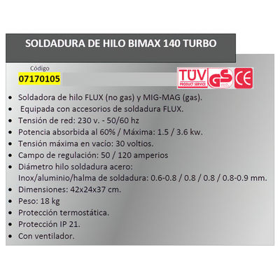 Soldadura De Hilo Bimax 140 Turbo - Foto 2
