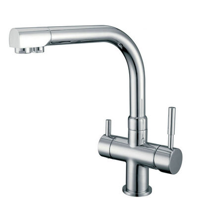 Solid Brass double Handle Chrome three Way Kitchen Faucet for Reverse Osmosis