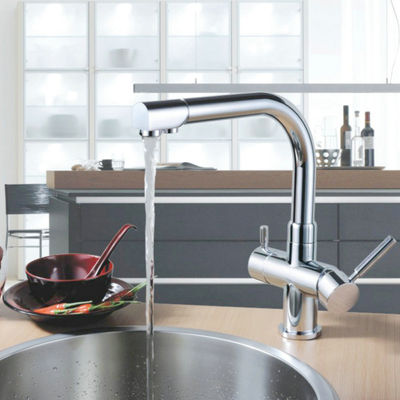 Solid Brass double Handle Chrome three Way Kitchen Faucet for Reverse Osmosis - Photo 4