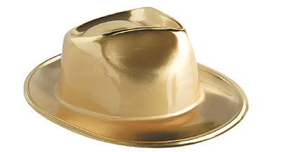 Sombrero alcapone metalizado oro, 12