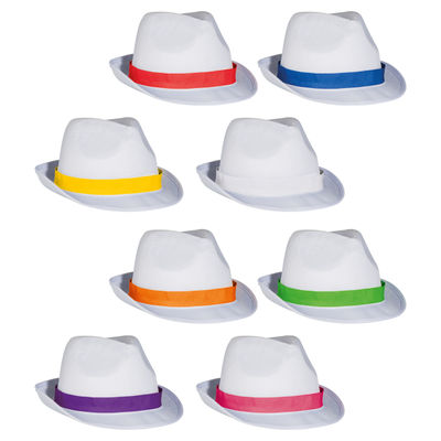 Sombrero blanco con banda de color