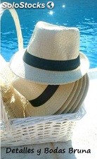 Sombrero Borsalino detalles hombre boda. Sombrero rafia hombre bodas