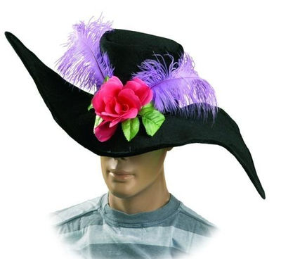 Sombrero dama flor y pluma negra