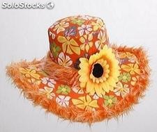 Sombrero flores con pelo naranja