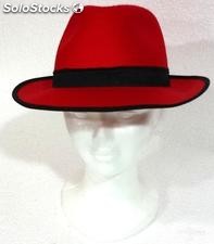 Sombrero ganster fieltro rojo