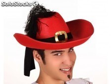 Sombrero mosquetero rojo adulto