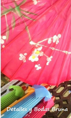 Sombrillas de colores de tela para bodas. Parasoles boda - Foto 2