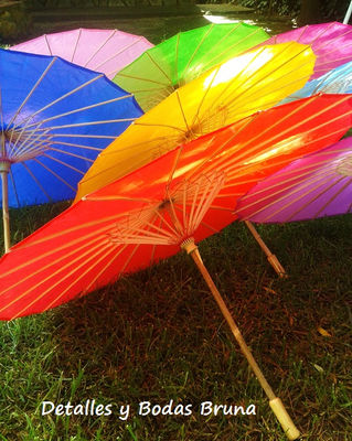 Sombrillas Parasol de Tela Colores Surtidos sin decorar. Sombrillas boda - Foto 3