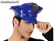 Somrero policia polipiel azul