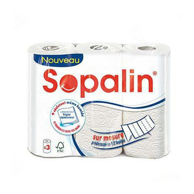 SOPALIN Sur Mesure essuie-tout blanc = 6 standards 3 rouleaux pas cher 