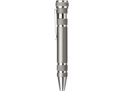 Soporte de metal en forma de bolígrafo, con 8 destornilladores.