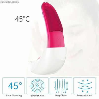Spazzola facciale elettrica in silicone rosa spazzola detergente per la pelle