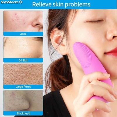 Spazzola facciale elettrica in silicone rosa spazzola detergente per la pelle - Foto 3