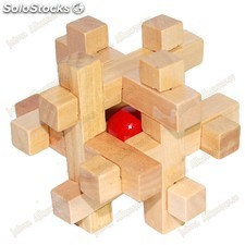 Spielen ball eimer - holz - wit - puzzle - 8 x 8 cm