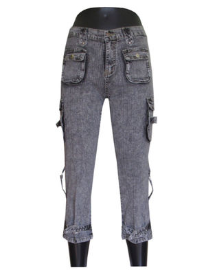 Spodnie damskie jeansowe 3/4 bojówki rybaczki - Zdjęcie 2