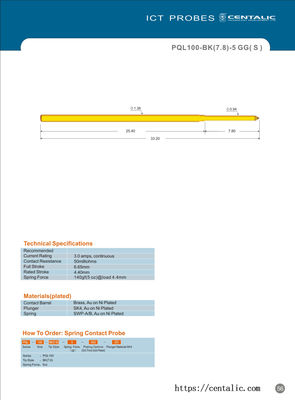 Spring Probe Pin PQL100 Series for PCB Assembly Test