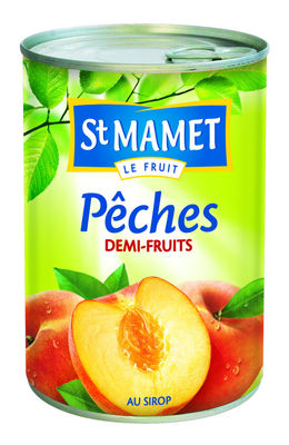St Mamet Fruits au sirop Pêches demi-fruits : la boite de 230 g net égoutté