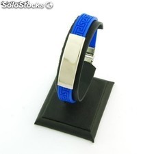 Stahl und Gummi-Armband mit Greca 10 mm Farben. Dunkelblau