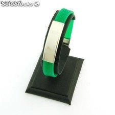 Stahl und Gummi-Armband mit Greca 10 mm Farben. Dunkelgrün