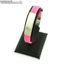 Stahl und Gummi-Armband mit Greca 10 mm Farben. FUCHSIE