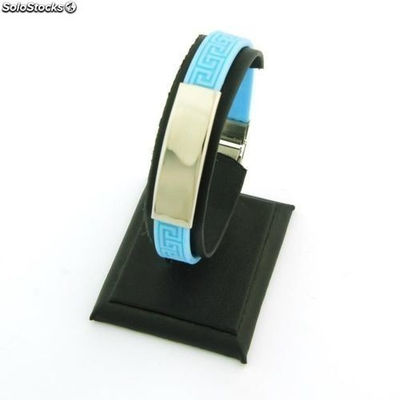 Stahl und Gummi-Armband mit Greca 10 mm Farben. Hellblaue farbe