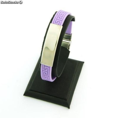 Stahl und Gummi-Armband mit Greca 10 mm Farben. Licht lila Farbe