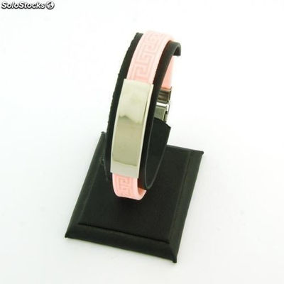 Stahl und Gummi-Armband mit Greca 10 mm Farben. ROSA