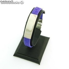 Stahl und Gummi-Armband mit Greca 10 mm Farben. Tiefrot