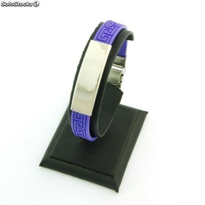 Stahl und Gummi-Armband mit Greca 10 mm Farben. Tiefrot
